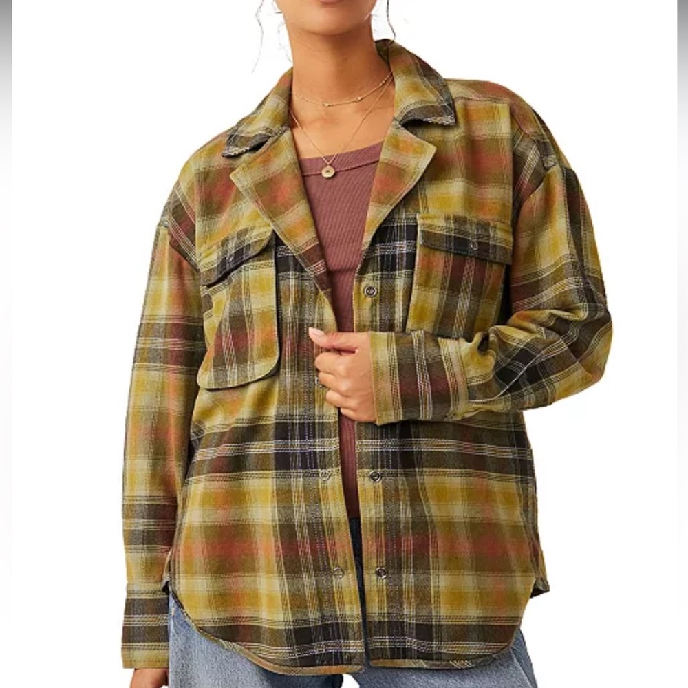 We The Free Earthy Plaid Shirt Jacket